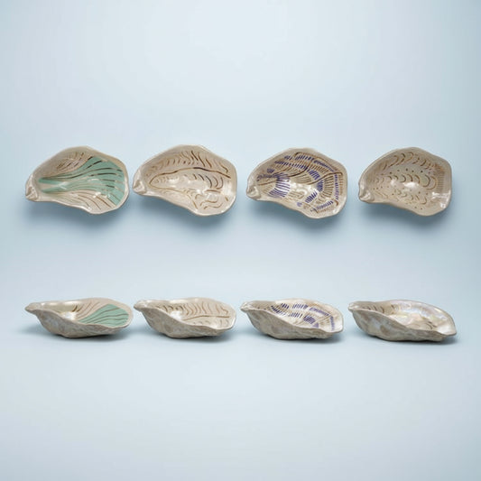 Mini Ceramic Oyster Plate with Gold