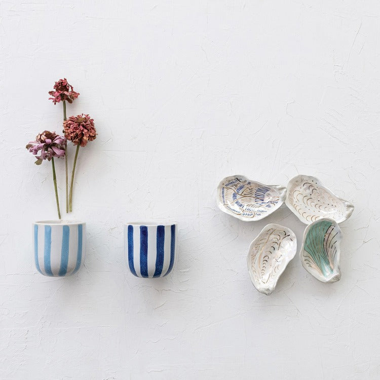Mini Ceramic Oyster Plate with Gold
