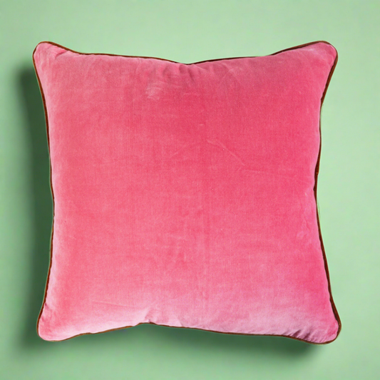 Light pink velvet pillow with a soft, luxurious feel, ideal for adding a pop of color and elegance to sofas, chairs, or beds.