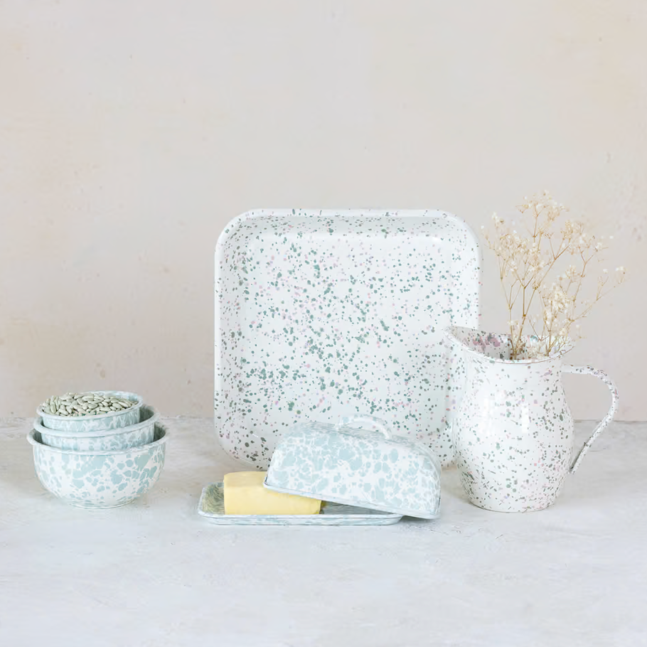 Enameled Metal Splatterware Platter
