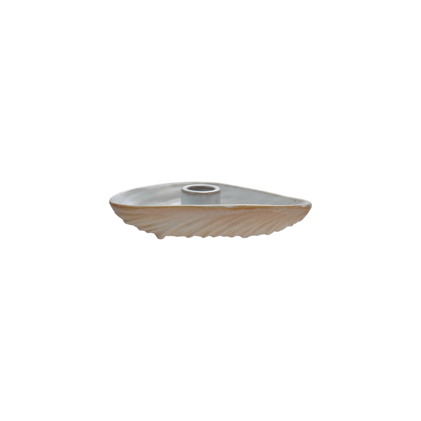 Stoneware Oyster Shell Shaped Taper Holder/Dish