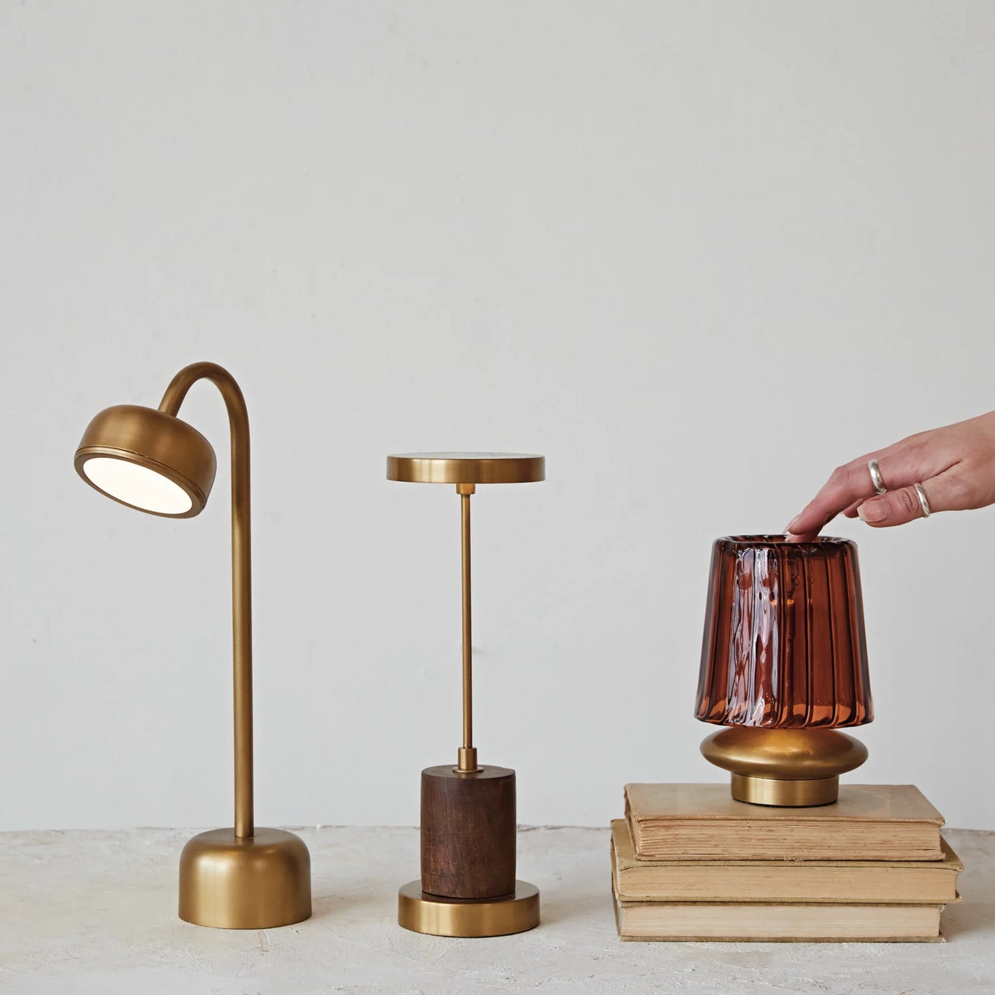 Metal & Mango Wood LED Table Lamp w/ Touch Sensor