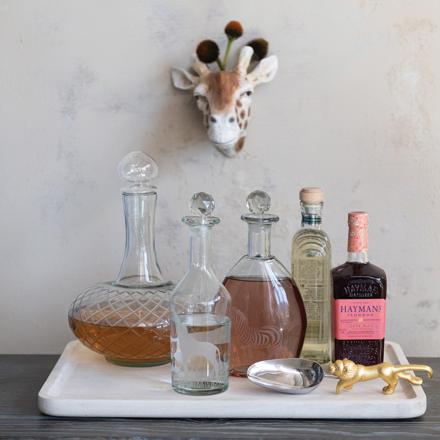 3-1/2 Quart Etched Glass Decanter with Glass Stopper