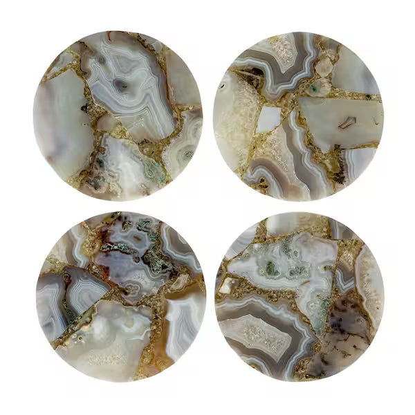4 Piece Multicolor Agate Coaster Set
