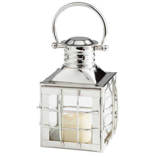 Polished Nickel Tabletop Candleholder Lantern