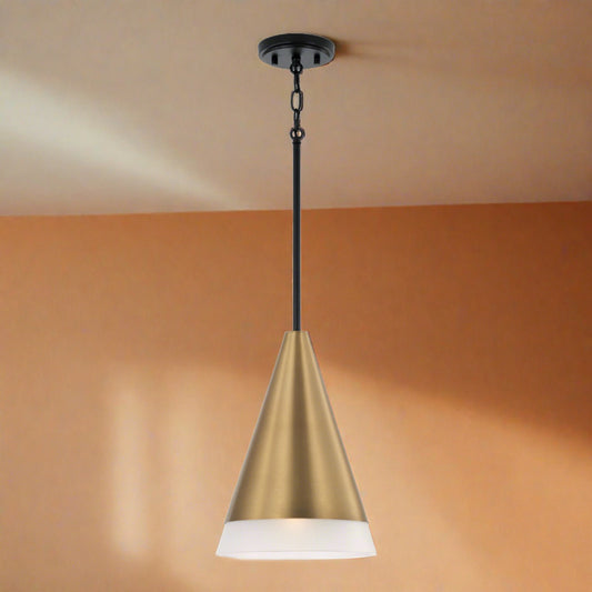Avant One Light Pendant by Capital Lighting in Aged Brass and Black Finish (351911AB)