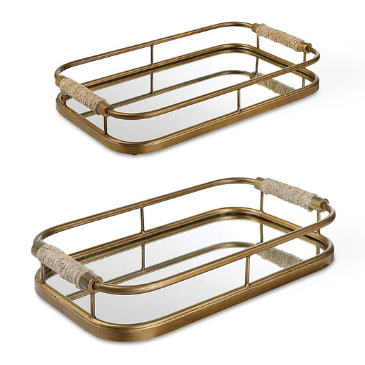 Mirrored Tray Set