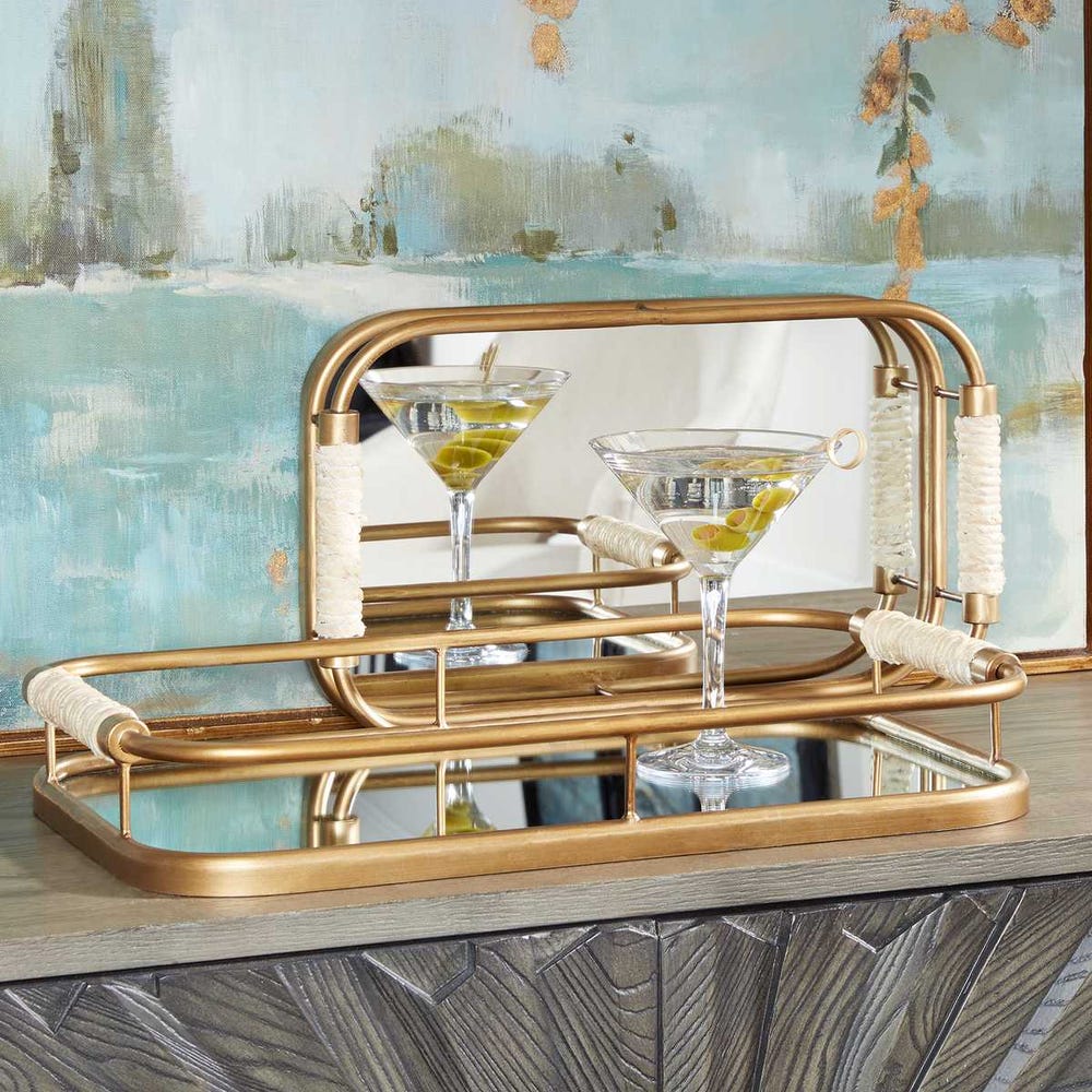 Mirrored Tray Set