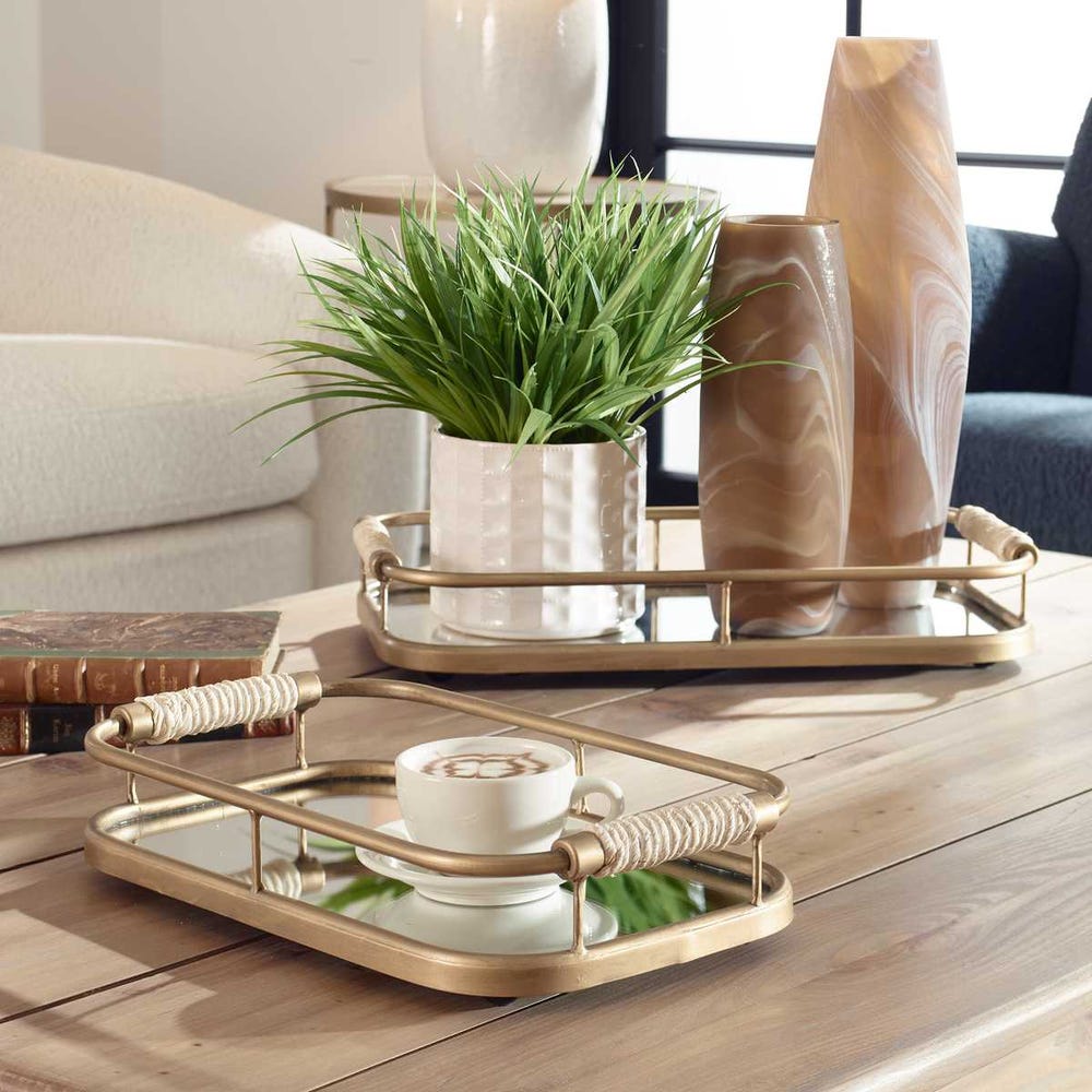 Mirrored Tray Set