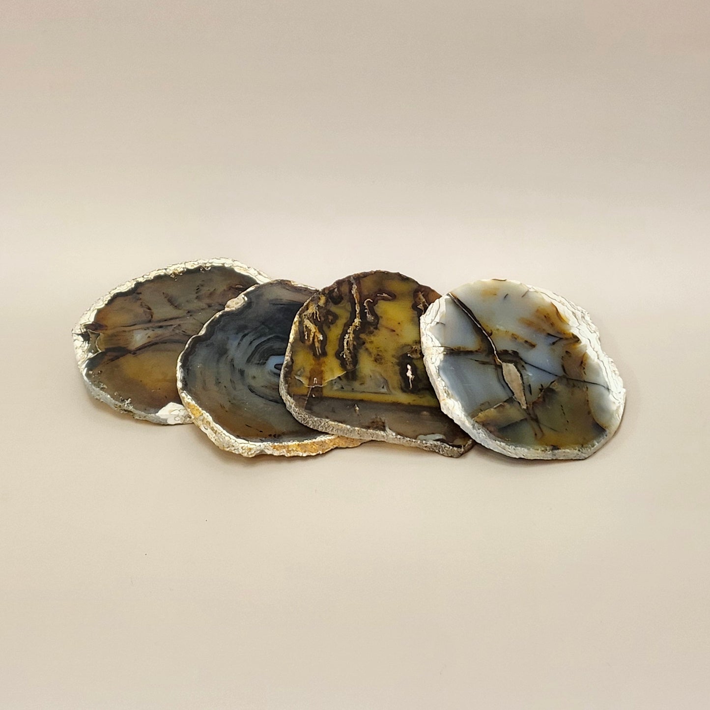 4 Piece Brown Agate Coaster Set