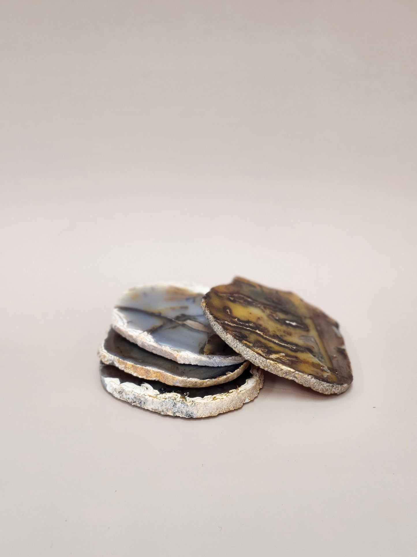 4 Piece Brown Agate Coaster Set