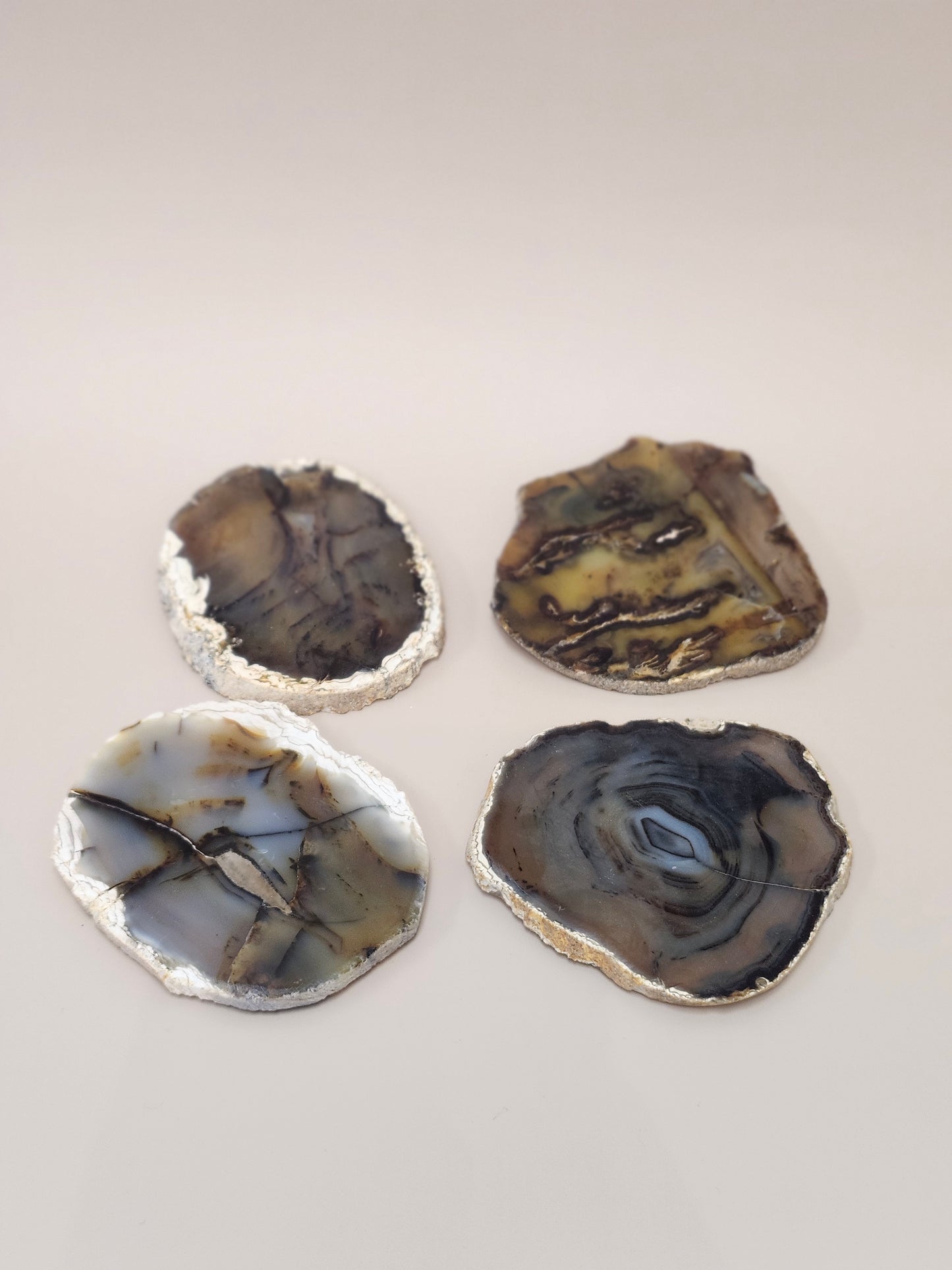 4 Piece Brown Agate Coaster Set