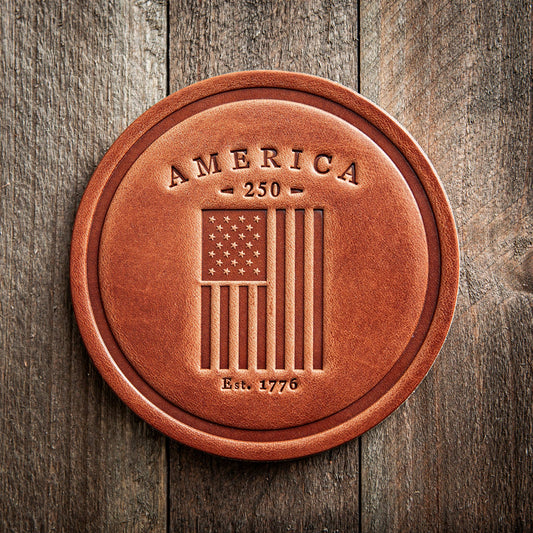 America 250th Anniversary Flag Leather Coaster