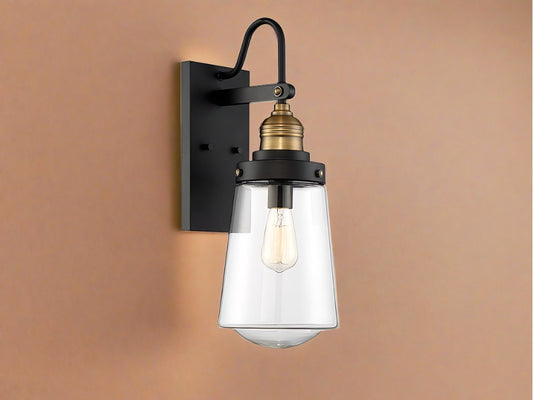Macauley One Light Wall Mount by Savoy House in Vintage Black with Warm Brass Finish (5-2066-51)