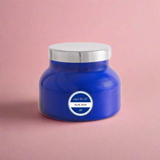Blue candle inspired by denim, ideal for adding a cozy and stylish touch to any space while creating a soothing ambiance.