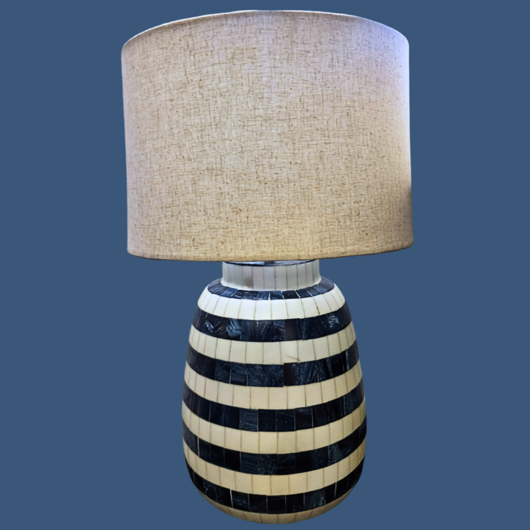 Resin Inlaid Blue & White Table Lamp
