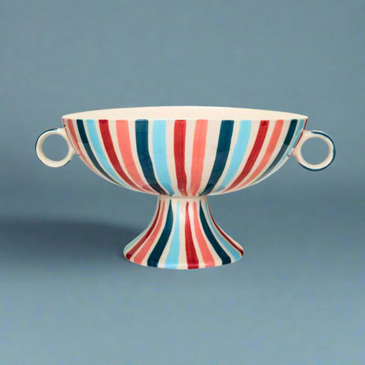 Hand-PaintedStonewareFootedBowlwHandles_StripesRetroHomeDecorMaximalismMaximalistCoastalCoolColorfulHomeDecorShop