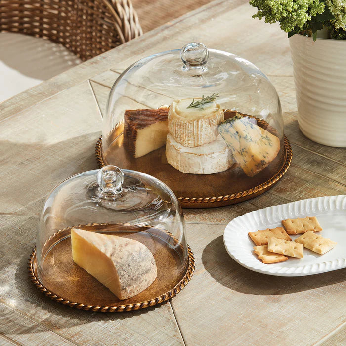 Large Antique Gold Tray with Cloche