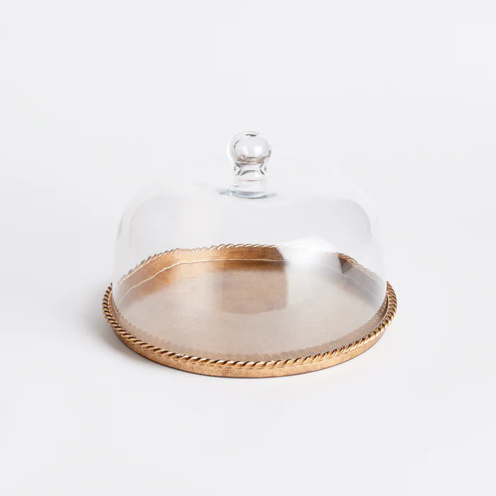 Large Antique Gold Tray with Cloche