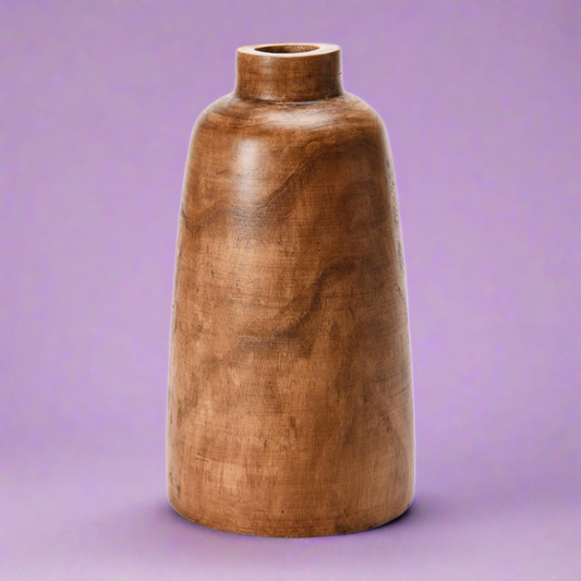 Paulownia wood vase with a natural finish, ideal for displaying fresh or dried flowers or as a standalone decor piece, adding warmth and texture to any space.