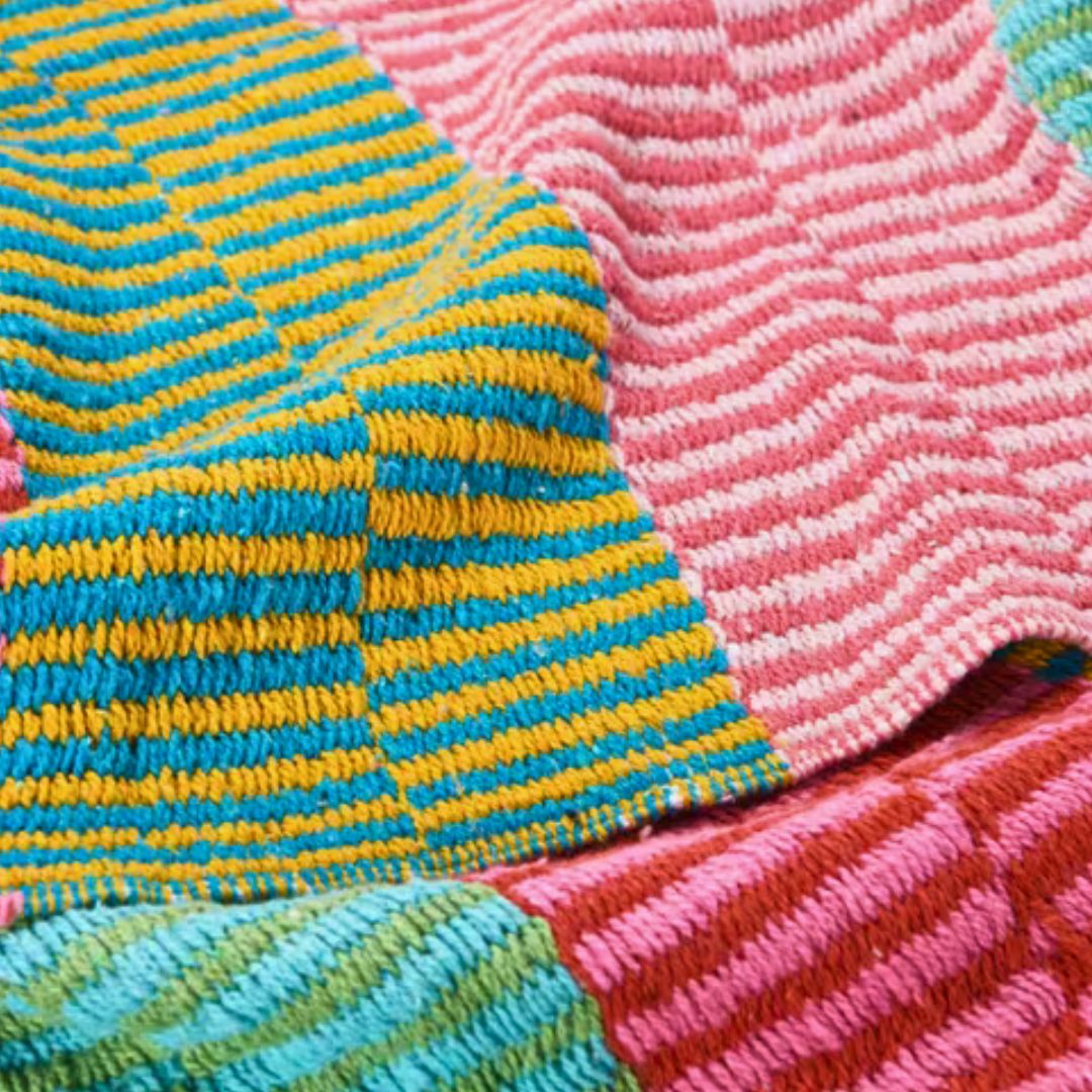 RecycledCottonBlendStripedThrowwithTasselsMultiColoredColorfulFunQuirkyMaximalismCoastalHomeDecorcopy
