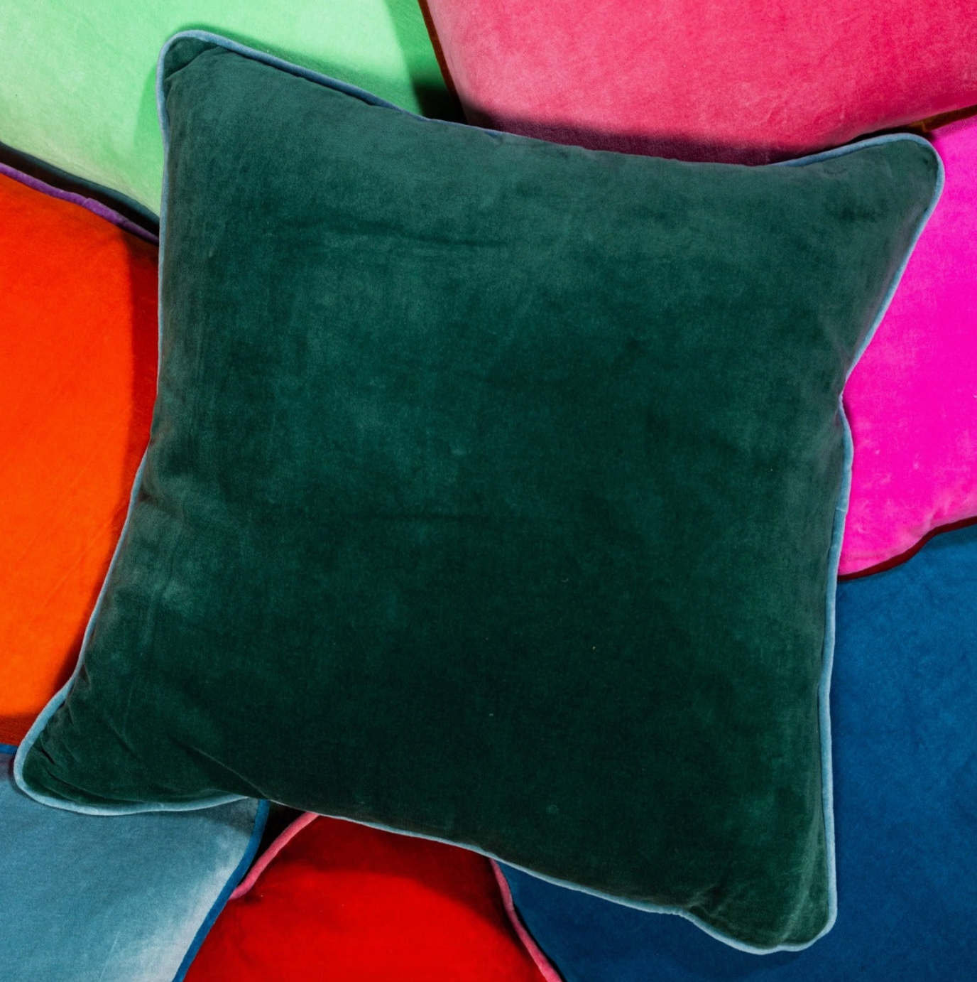 velvet-green-pink-orange-maximalist-pillow-decor-home-online-style-funky-fun-coastal-textured-colorful