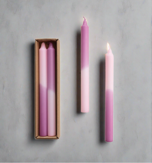 Pink & Lilac Ombre Taper Candles