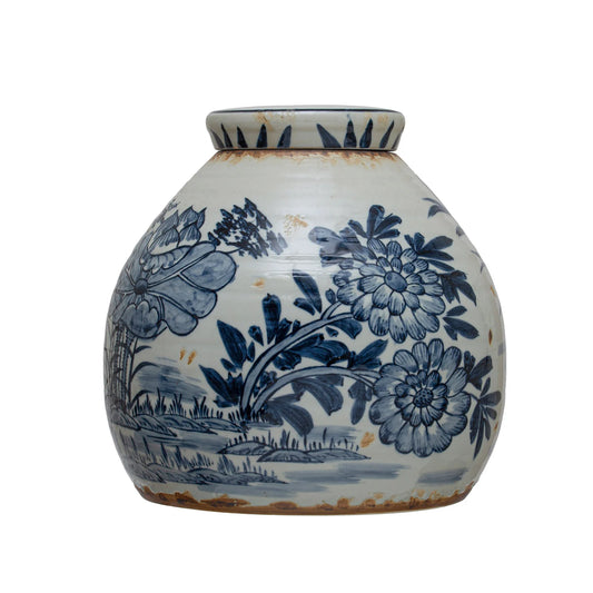 Blue Stoneware Ginger Jar