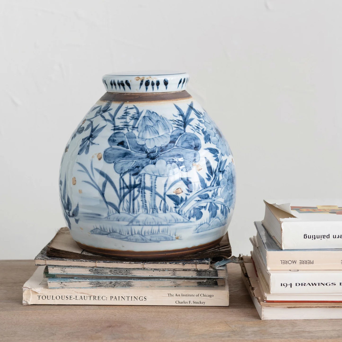 Blue Stoneware Ginger Jar