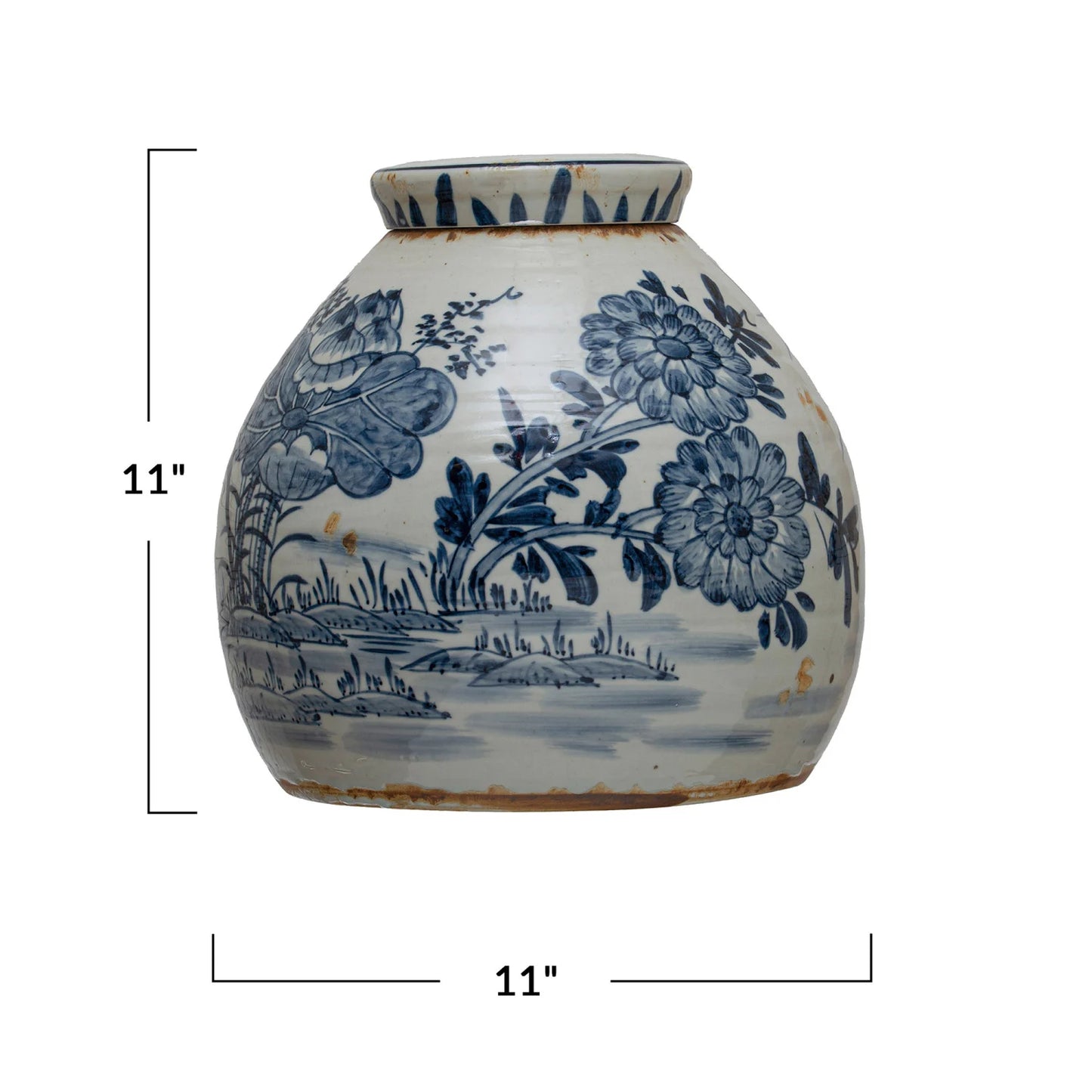 Blue Stoneware Ginger Jar