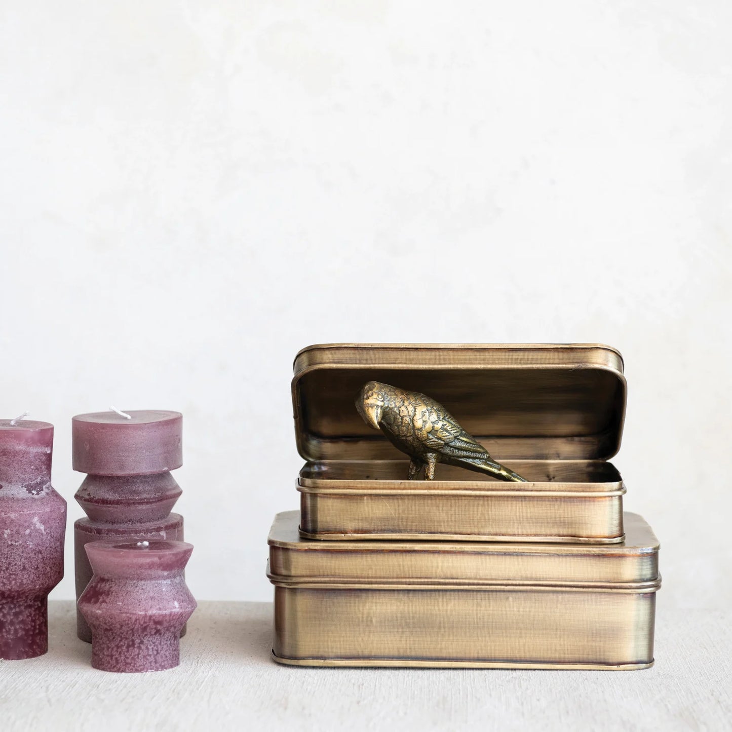 Antique Metal Brass Box Set