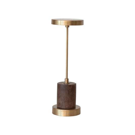 Metal & Mango Wood LED Table Lamp w/ Touch Sensor
