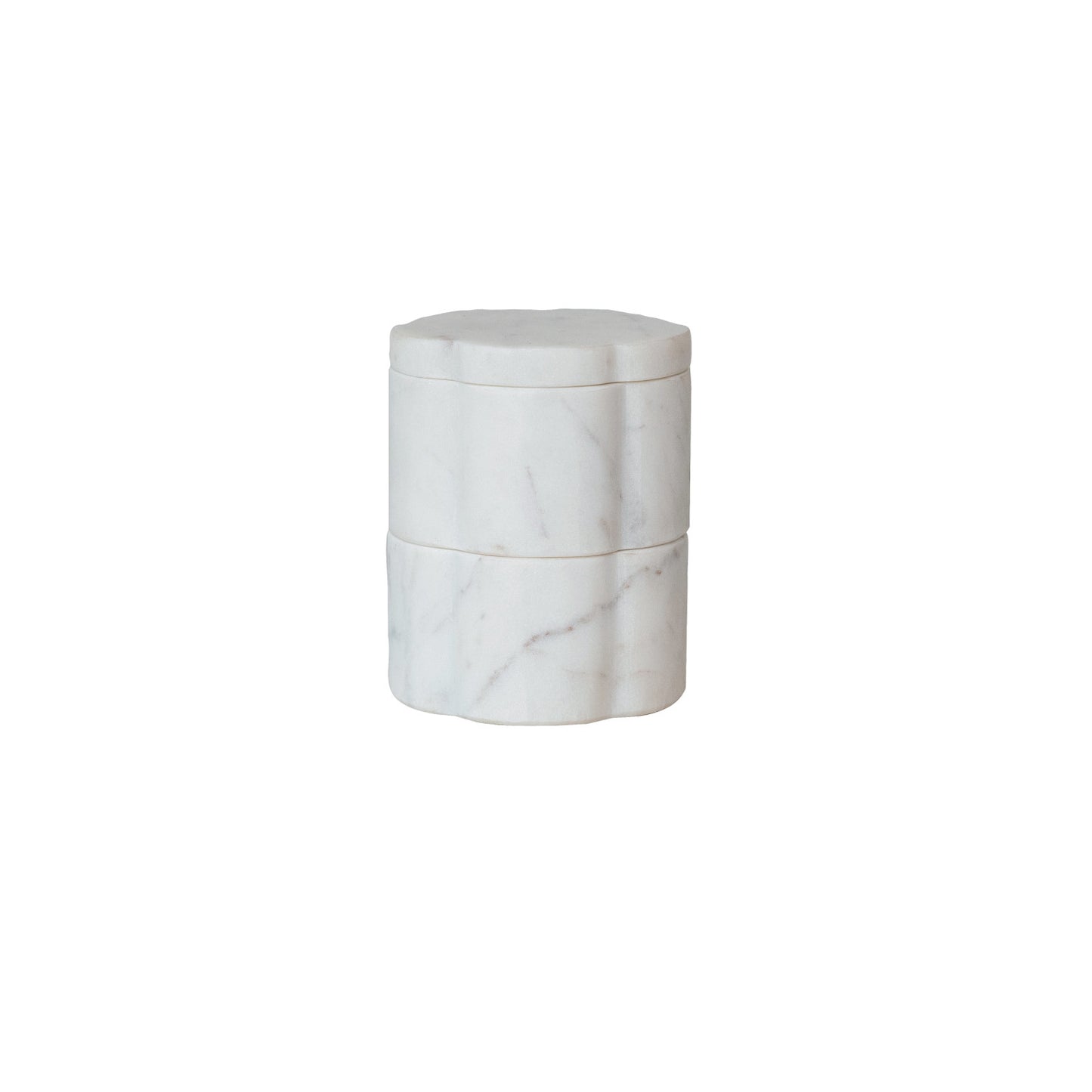 Marble Scalloped Stackable Pinch Pots with Lid Set