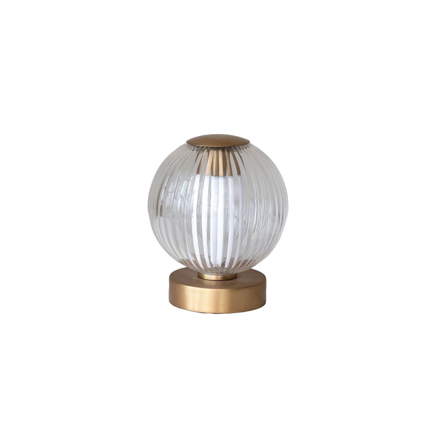 Glass & Metal Pleated LED Table Lamp with Touch Sensor