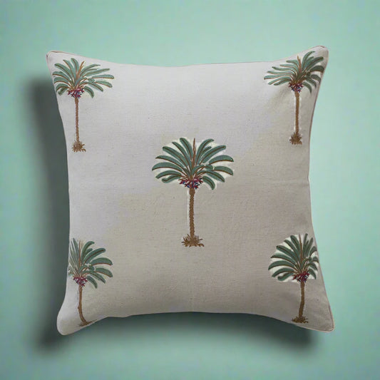 Palm Parade Block Print Pillow