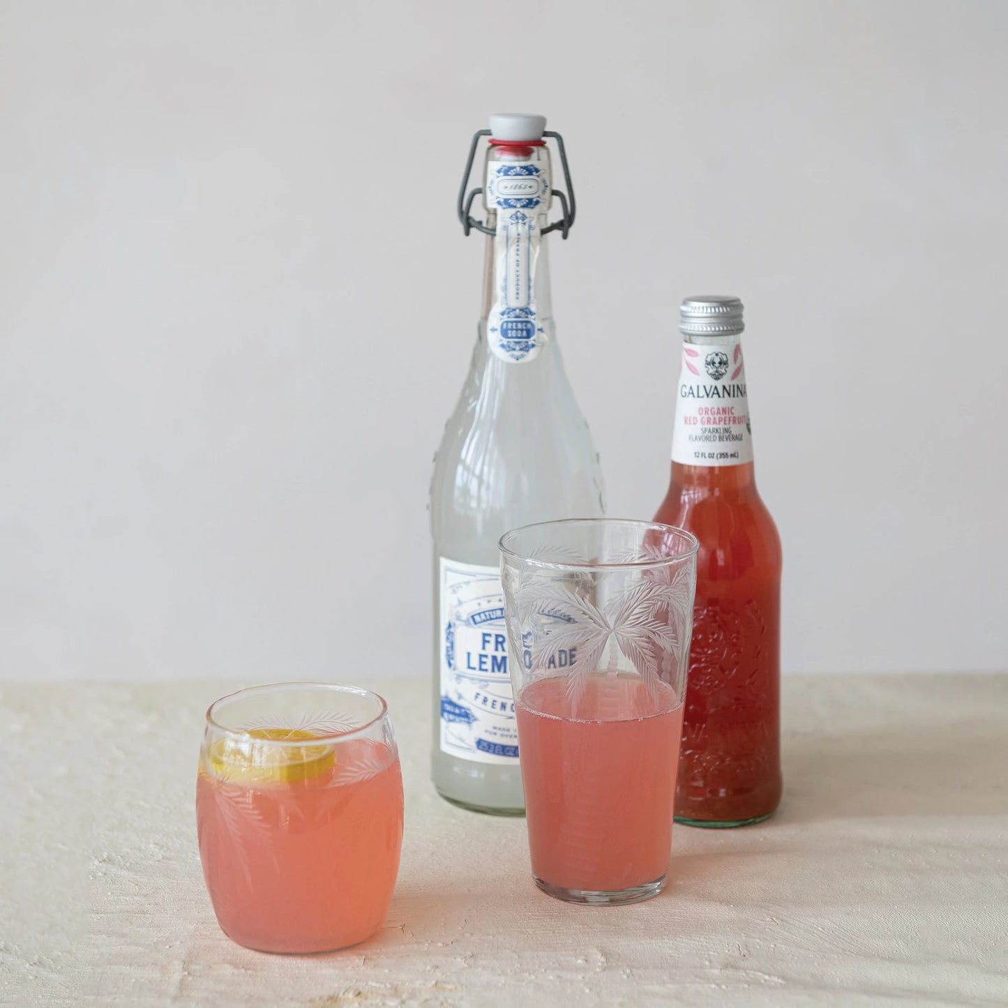 8 oz. Etched Drinking Glass with Palm Trees