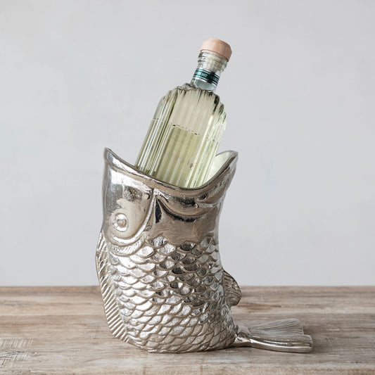 Cast Aluminum Fish Shaped Wine Bottle Holder