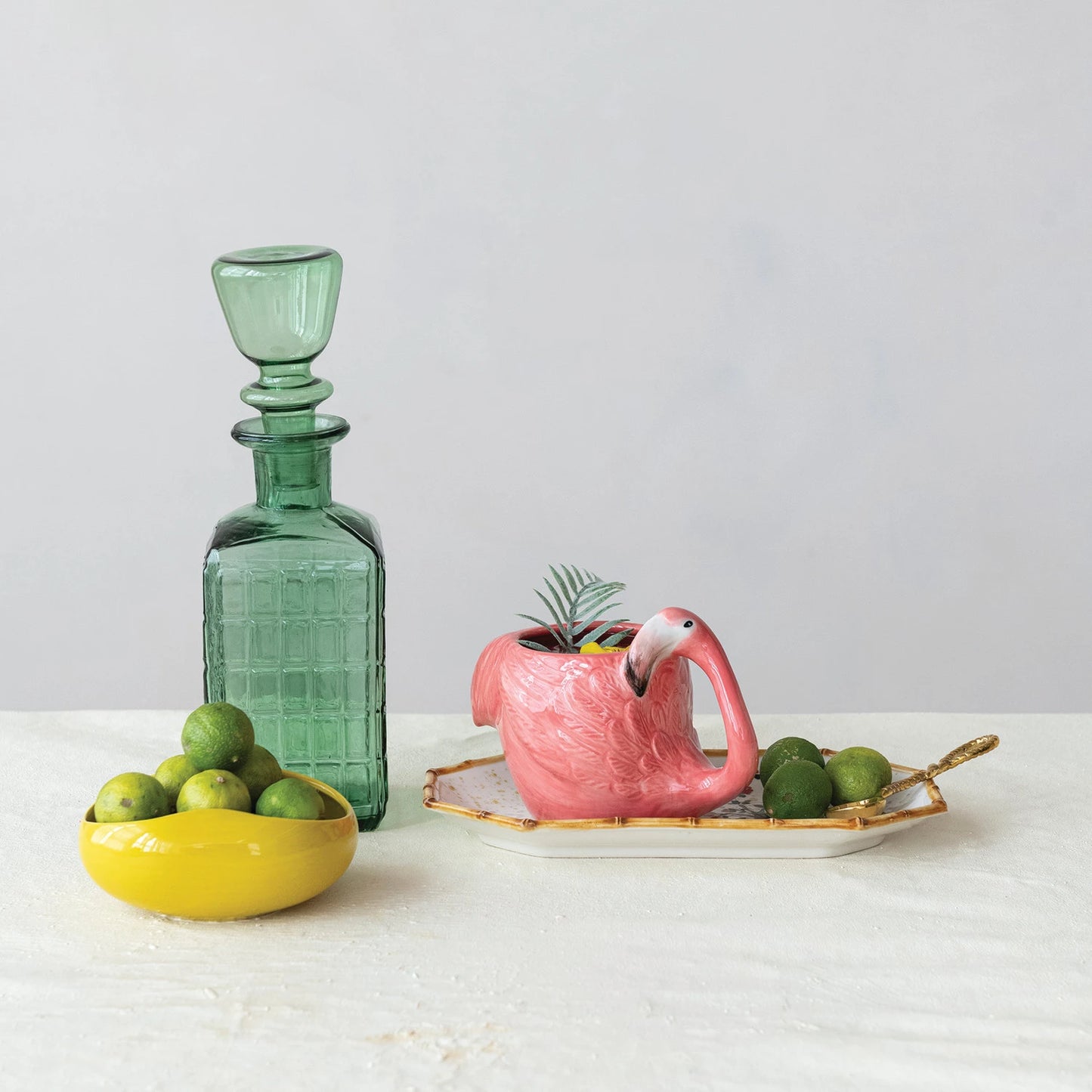 14 oz. Hand-Painted Stoneware Flamingo Shaped Mug, Pink, White & Brown