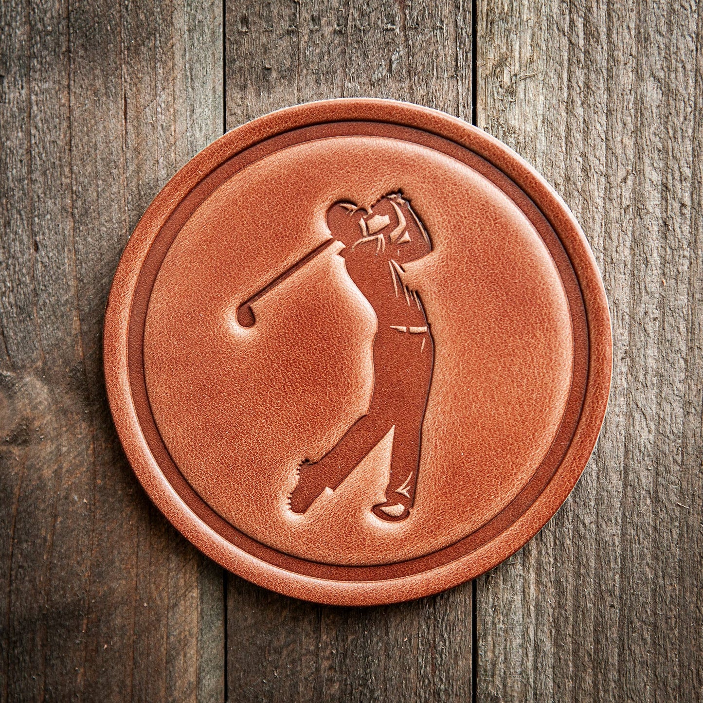 Golfer Leather Coaster