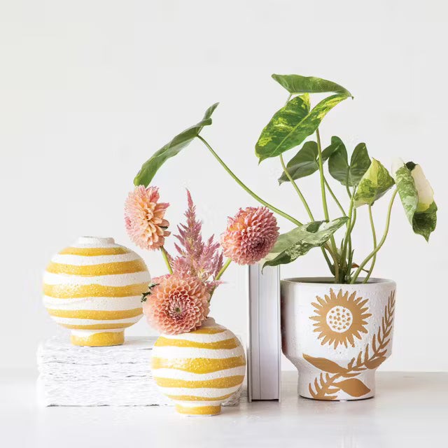Coarse Stoneware Footed Planter Multicolor