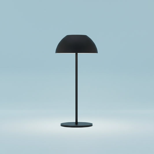 Black table lamp on a white background