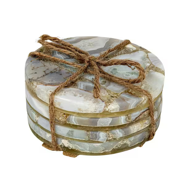 4 Piece Multicolor Agate Coaster Set