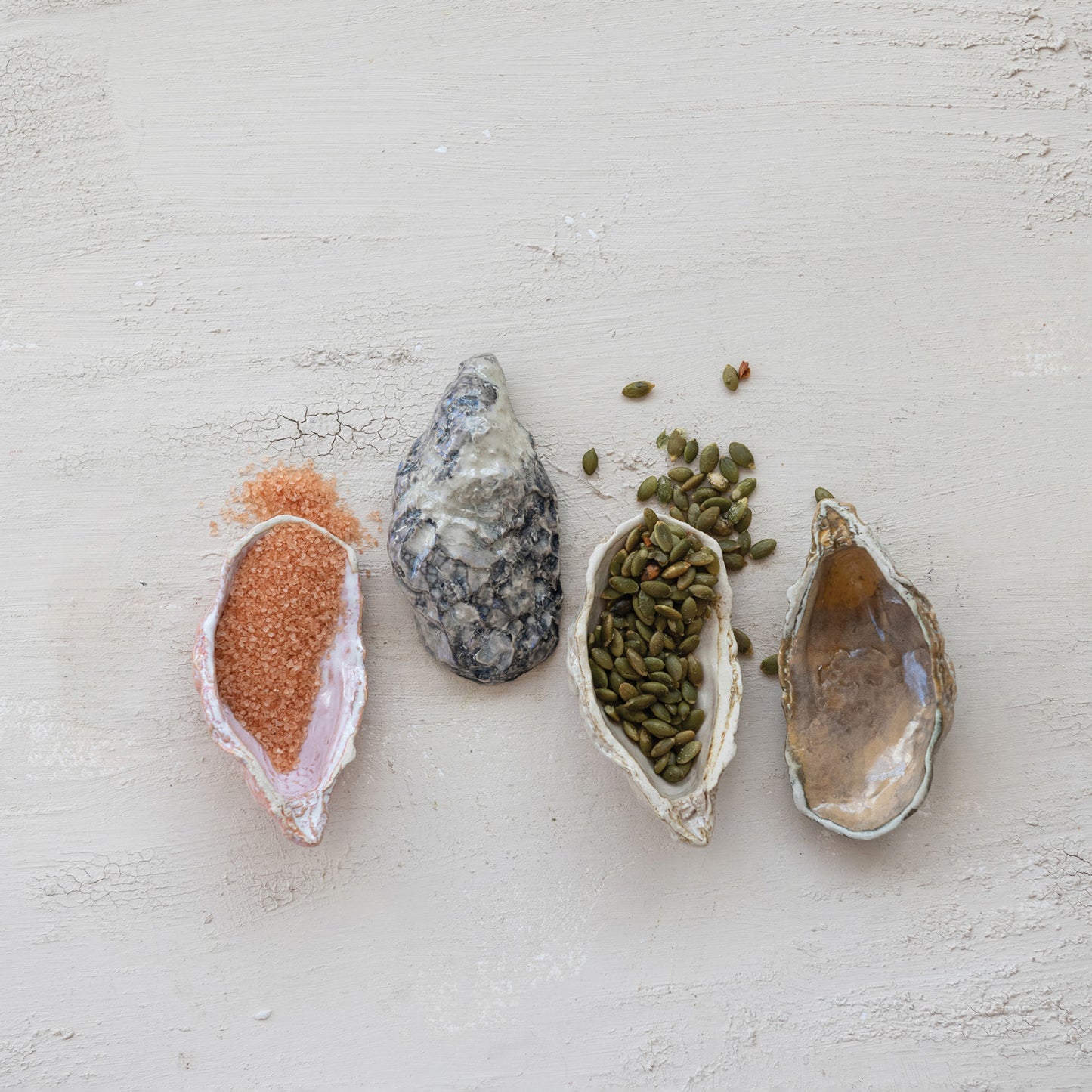 Colorful Stoneware Oyster Shell Shaped Dish