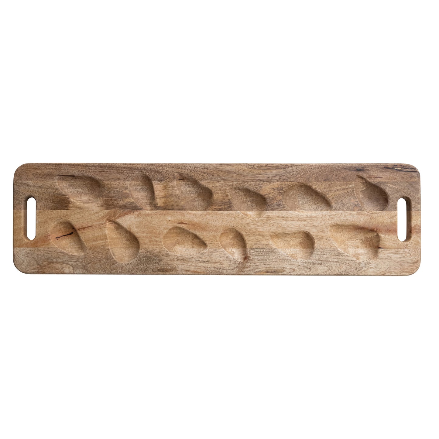 Mango Wood Oyster Serving Board w/ Handles