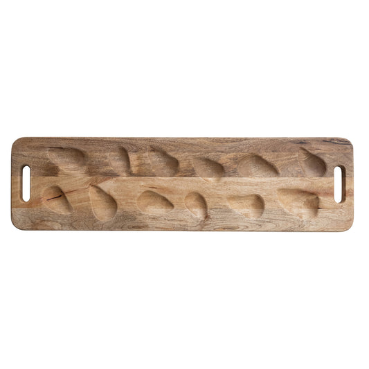 Mango Wood Oyster Serving Board w/ Handles