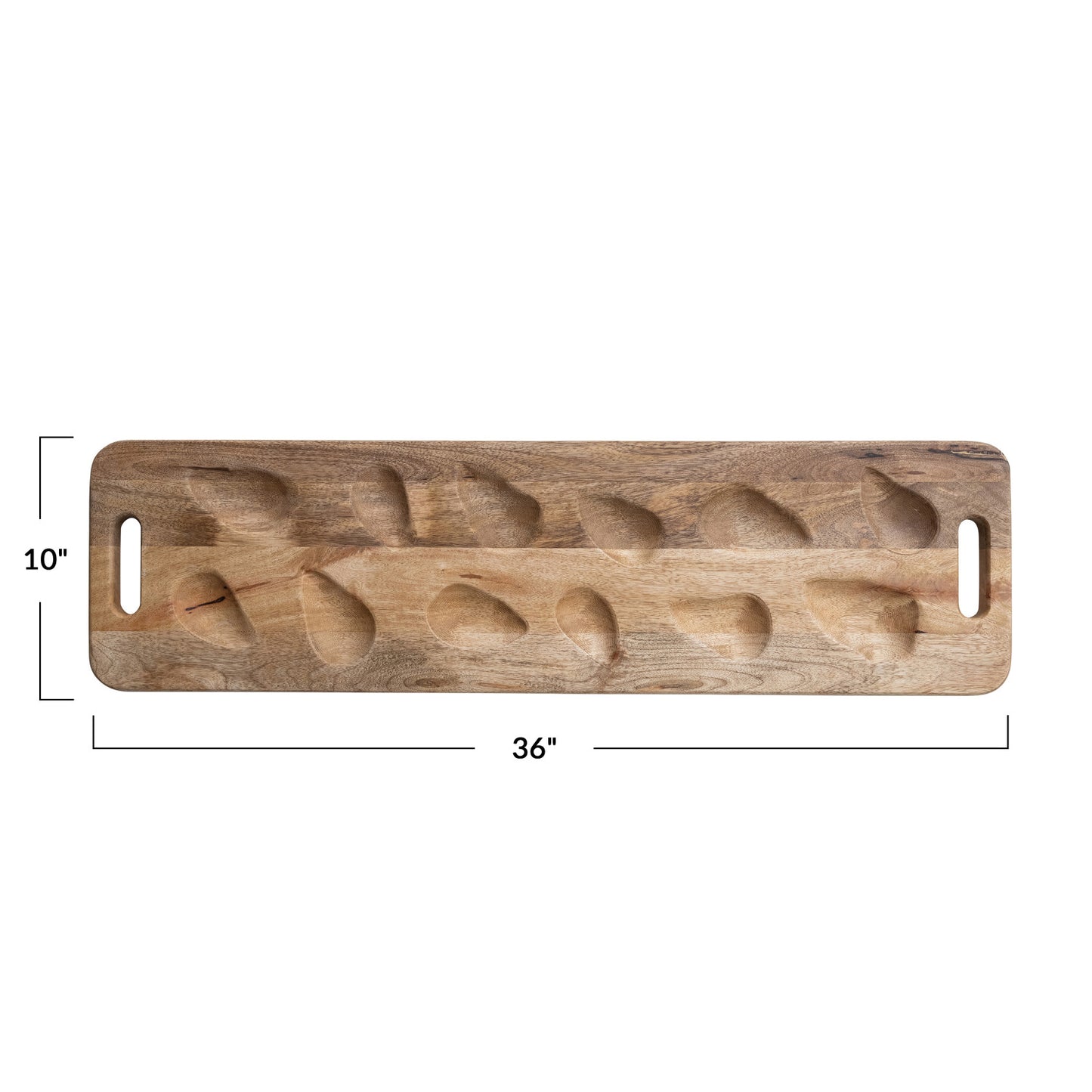 Mango Wood Oyster Serving Board w/ Handles