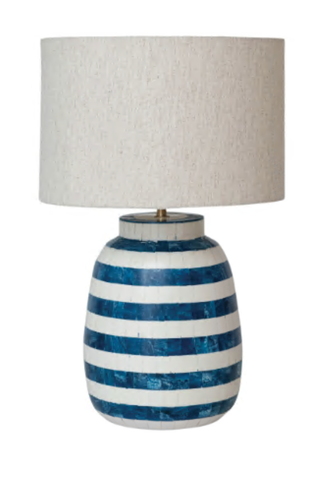 Resin Inlaid Blue & White Table Lamp