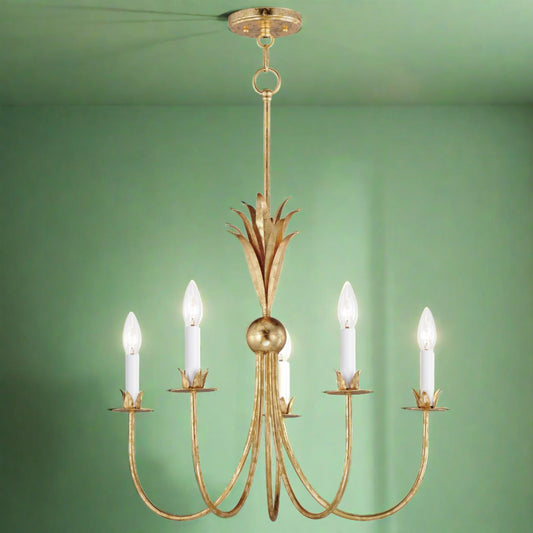 Paloma Five Light Chandelier by Maxim in Gold Leaf Finish (2885GL)